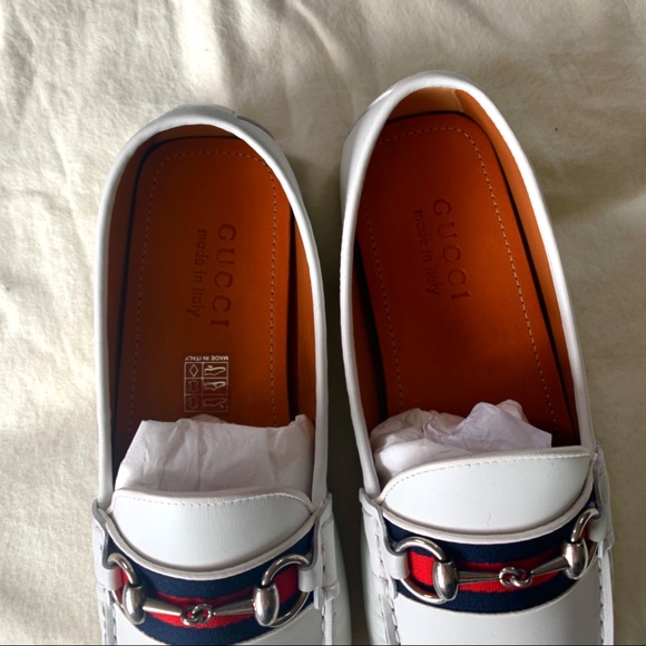 NIB Authentic Gucci Unisex Leather Moccasin Driver Loafers w/ Web details - Picture 5 of 8